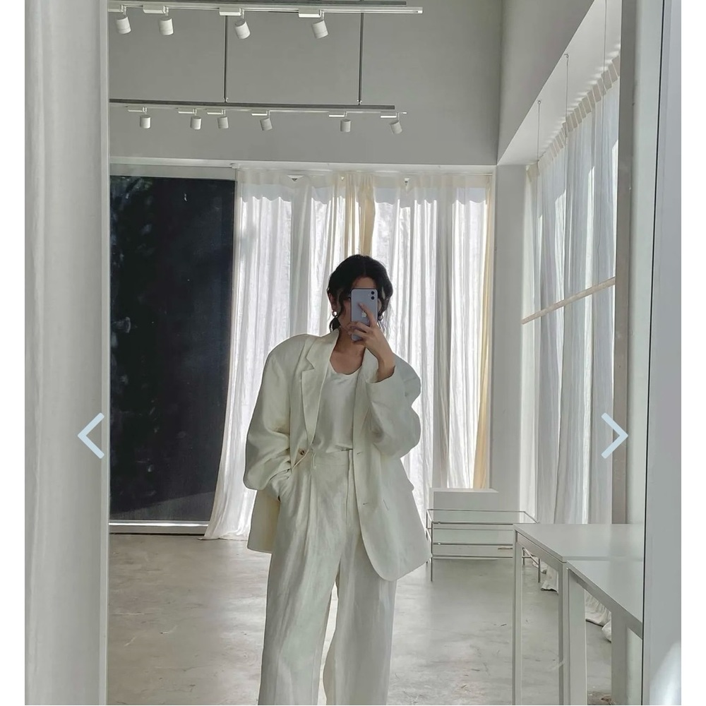 Oak + Fort Linen Blazer - Cream - Size S